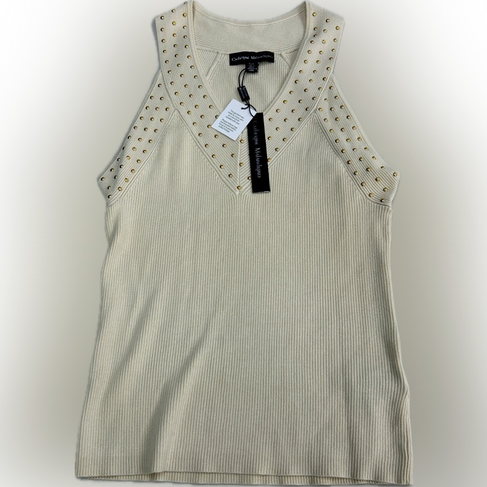 Catherine Malandrino Crème Tank Top - Size L - Elegant & Chic!